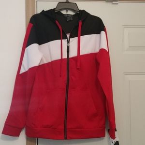 Mens Medium Hoodie Black, Red & White